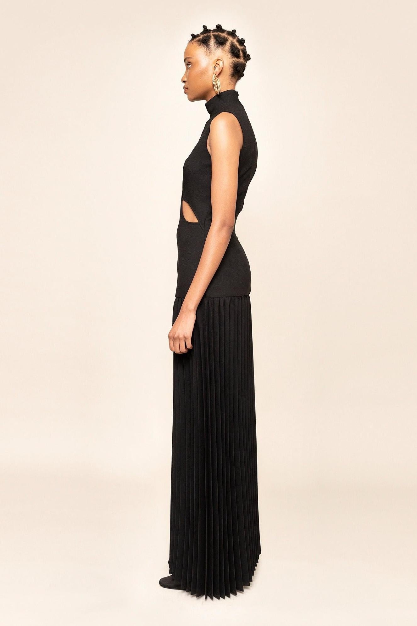 Pleated Cutout Maxi Dress